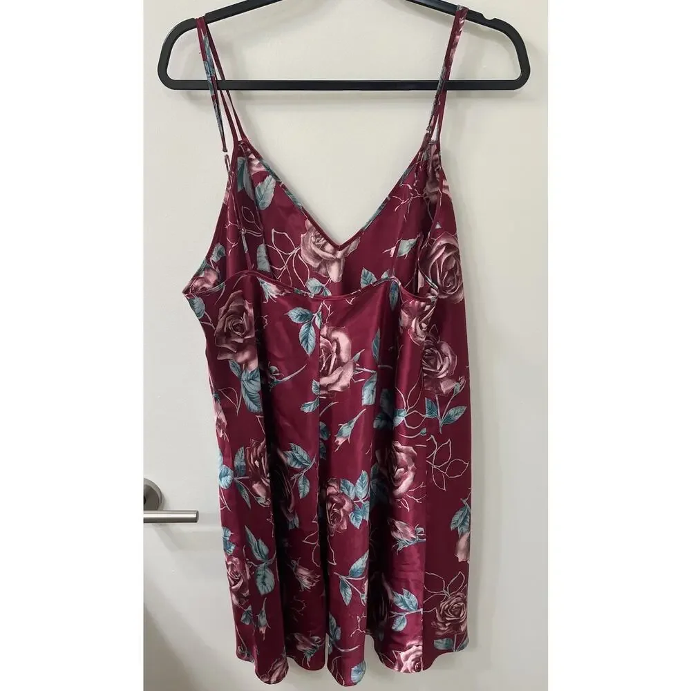 CACIQUE Lingerie Floral Roses‎ Tank Slip Dress Sz 18/20 Adjustable Strap Sexy